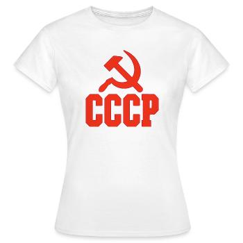 CCCP Design im 80er Jahre Stil – Retro Shirt - Frauen T-Shirt - Weiß - Vorne - AI Model Female 172 dark (172cm)