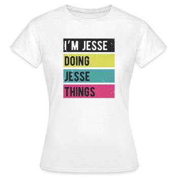 Ich bin Jesse und mache Jesse Things Retro Colors - Frauen T-Shirt - Weiß - Vorne - AI Model Female 172 dark (172cm)