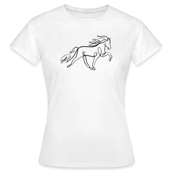 Islandpferd Oneliner im Tölt  - Frauen T-Shirt - Weiß - Vorne - AI Model Female 172 dark (172cm)