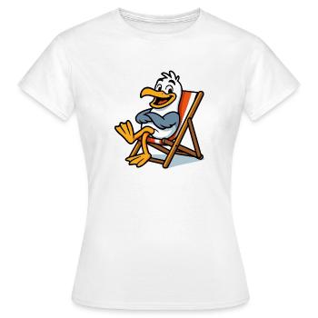 Lounge-Seemöwe am Strand - Frauen T-Shirt - Weiß - Vorne - AI Model Female 172 dark (172cm)