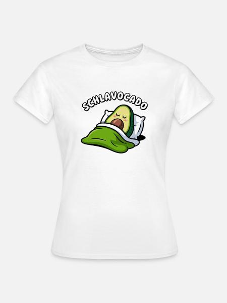 Schlavocado Kawaii Avocado Schlafen Wortspiel - Frauen T-Shirt - Weiß