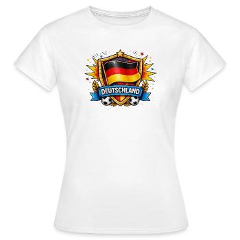 Deutschland Shield Fußball Design - Frauen T-Shirt - Weiß - Vorne - AI Model Female 172 dark (172cm)