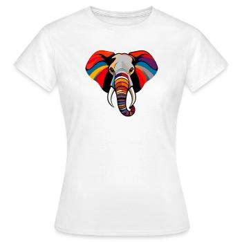 Art coloré de tête d’éléphant Motif pop art d’éléphant - T-shirt Femme - blanc - Devant - AI Model Female 172 dark (172cm)