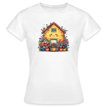 Cosy blossom house - Women's T-Shirt - white - Front - AI Model Female 172 dark (172cm)