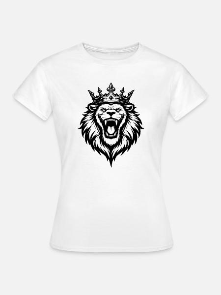 Brüllender Löwe mit Krone  - Frauen T-Shirt - Weiß