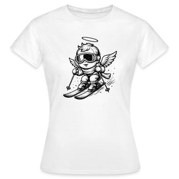 Cooler Engel auf Skiern mit Schutzbrille  - Frauen T-Shirt - Weiß - Vorne - AI Model Female 172 dark (172cm)