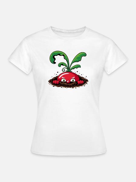 Neugieriges Radieschen aus der Erde  - Frauen T-Shirt - Weiß