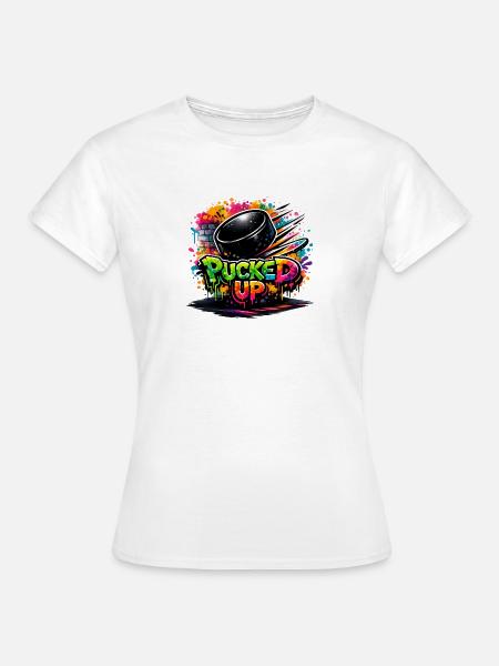 Pucked Up Graffiti Puck - Frauen T-Shirt - Weiß