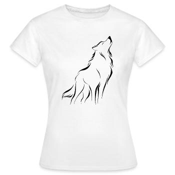 Minimalistische und symbolische Wolfssilhouette - Frauen T-Shirt - Weiß - Vorne - AI Model Female 172 dark (172cm)