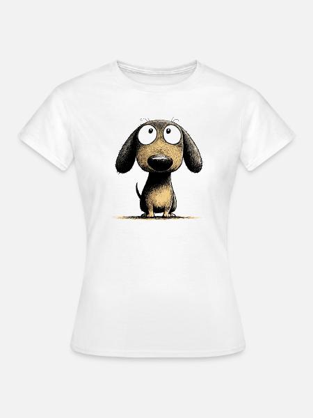 Kulleraugen Dackel Hund Cartoon Art - Frauen T-Shirt - Weiß