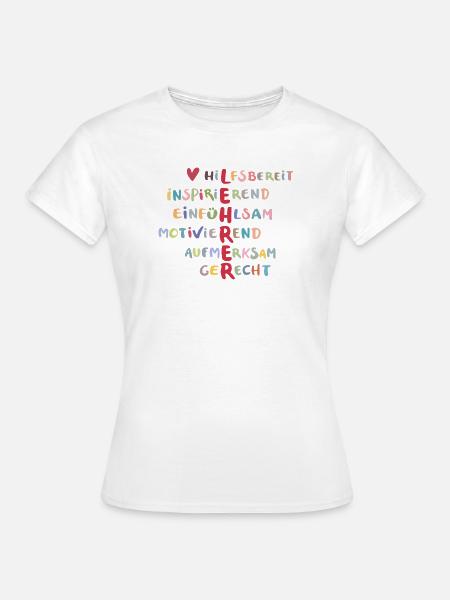 Farbenfrohe Werte Collage – Hilfsbereit - Frauen T-Shirt - Weiß
