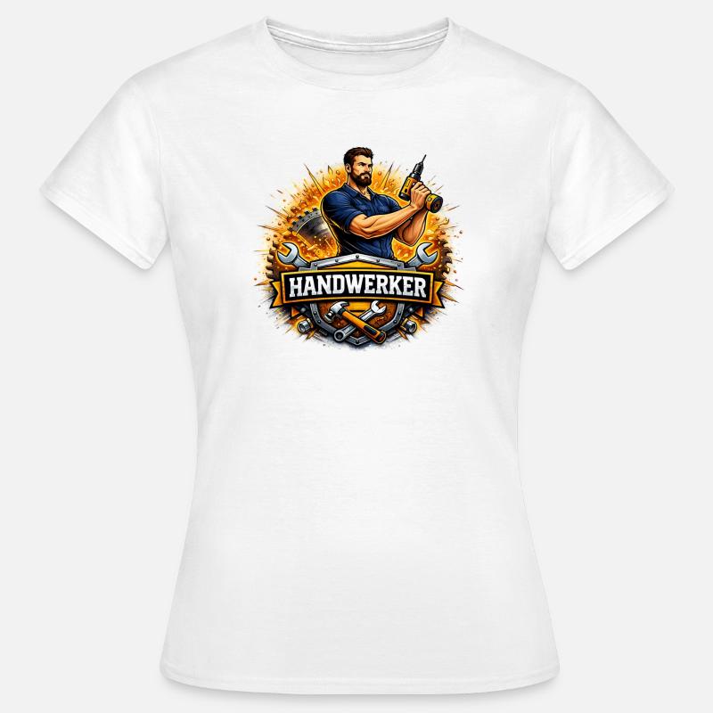 Logo Craftsman – Style de bande dessinée avec perceuse - T-shirt Femme - blanc