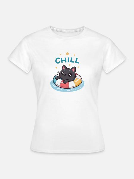 Katzenschwimmende Kühlboje - Frauen T-Shirt - Weiß