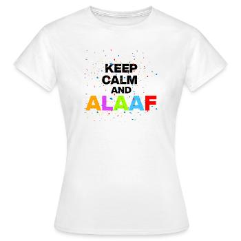 RESTEZ CALMES ET ALAF ! LUNDI GRAS ET CARNAVAL NOIR - T-shirt Femme - blanc - Devant - AI Model Female 172 dark (172cm)