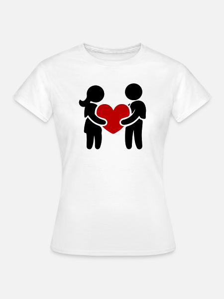 Paar Verliebt Herz - Frauen T-Shirt - Weiß