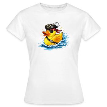 Freche Gummiente im Piratenlook mit Augenklappe - Frauen T-Shirt - Weiß - Vorne - AI Model Female 172 dark (172cm)