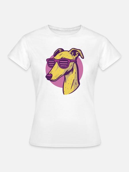 Windhund, Galgo Sonnenbrille Pop-Art - Frauen T-Shirt - Weiß