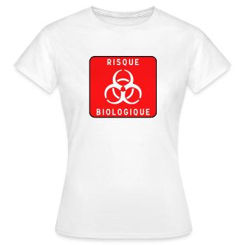 Biologisches Gefahrzeichen, Infektionsrisiko, Material - Frauen T-Shirt - Weiß - Vorne - AI Model Female 172 dark (172cm)