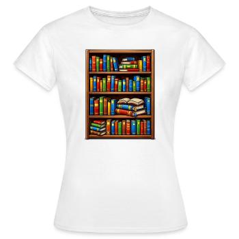 Bibliothèque Illustrato de Bibliothèques - T-shirt Femme - blanc - Devant - AI Model Female 172 dark (172cm)