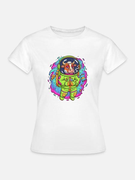 Space Muh - Frauen T-Shirt - Weiß
