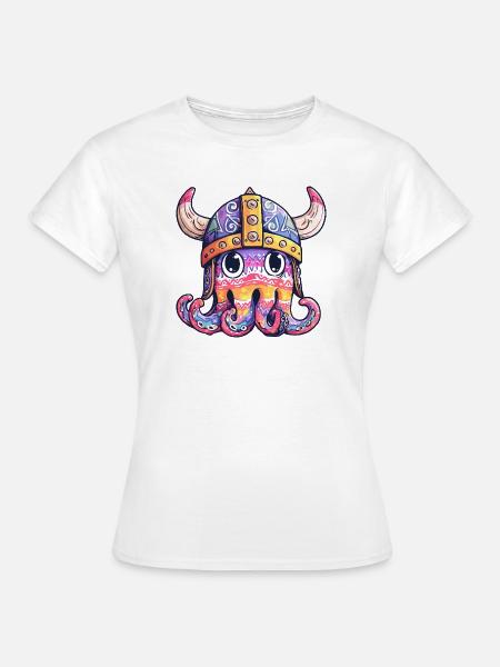 Viking-Tentakelhelm farbiges Design - Frauen T-Shirt - Weiß