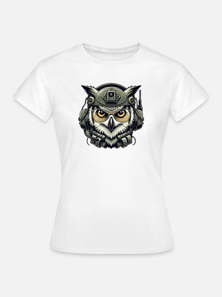 Taktische Eule mit Helm - Frauen T-Shirt - Weiß