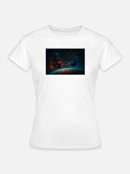 Kosmische Freibeuter im Weltraumduell - Frauen T-Shirt - Weiß