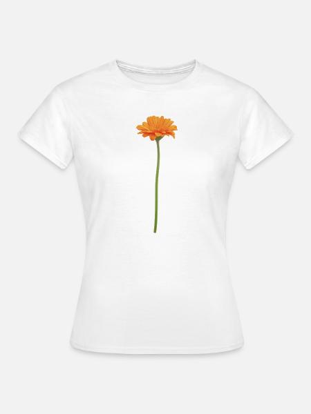 Orange Blüte auf Stiel - Frauen T-Shirt - Weiß