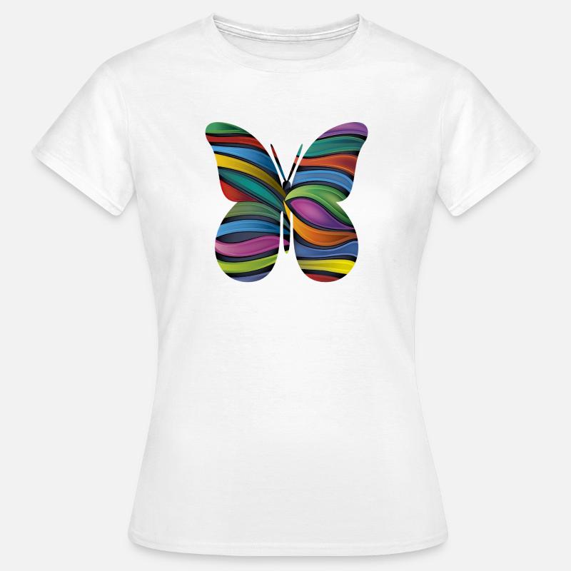 Regnbuestribesommerfugl - Dame-T-shirt - hvid