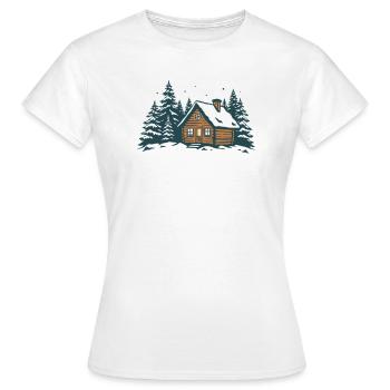 Winterwaldhütte - Frauen T-Shirt - Weiß - Vorne - AI Model Female 172 dark (172cm)