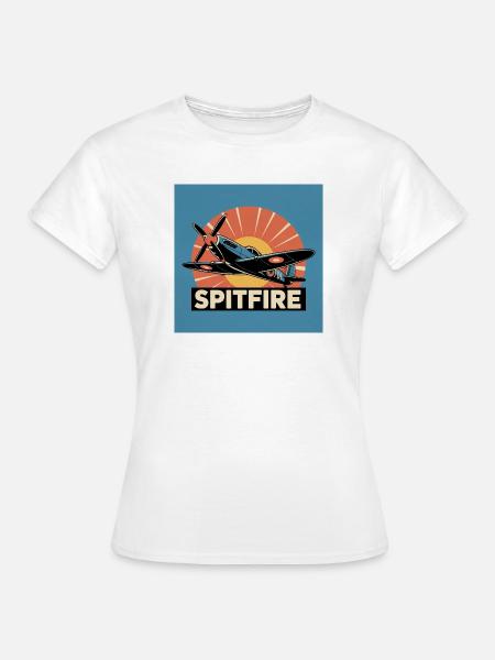 Spitfire Retro Aviation Print - Frauen T-Shirt - Weiß