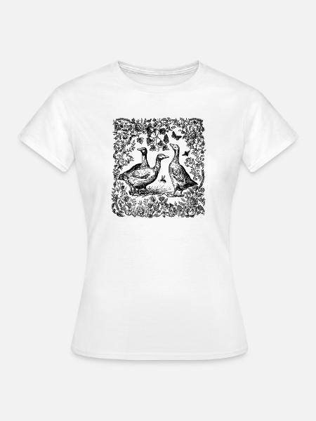 Gänse am See Silhouette - Frauen T-Shirt - Weiß
