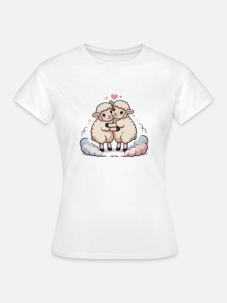 Schaf Paar Herz - Frauen T-Shirt - Weiß