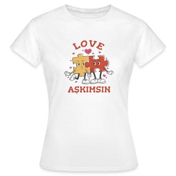 Love Askimsin : Pièces du puzzle dans Love Design - T-shirt Femme - blanc - Devant - AI Model Female 172 dark (172cm)