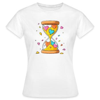Herzzeit Sanduhr - Frauen T-Shirt - Weiß - Vorne - AI Model Female 172 dark (172cm)