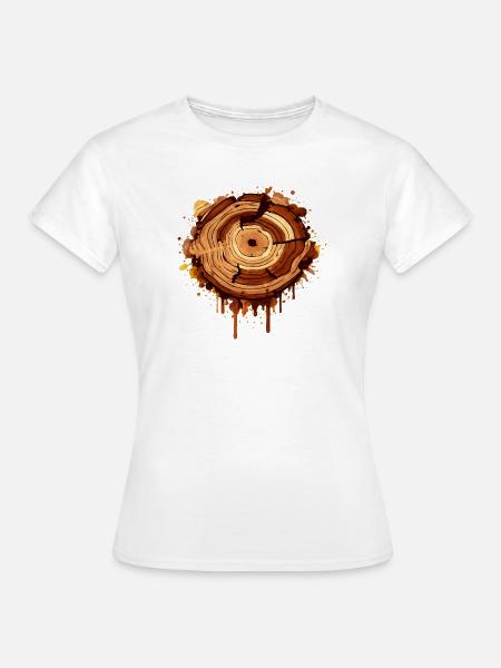 Baumscheibe im Graffiti Stil mit Farbklecksen  - Frauen T-Shirt - Weiß