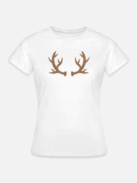 Braune Hirschgeweih-Silhouette - Frauen T-Shirt - Weiß