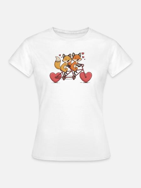 Foxen-Tandem mit Herzliebe fuchs paar - Frauen T-Shirt - Weiß