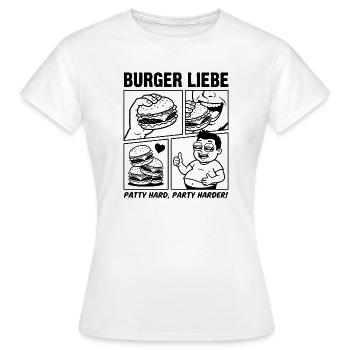 Burger Liebe – Patty Hard! - Frauen T-Shirt - Weiß - Vorne - AI Model Female 172 dark (172cm)
