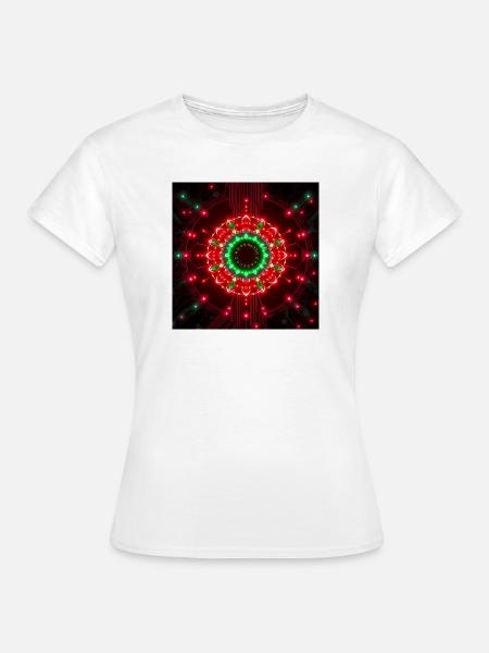 Neon Mandala Tech Zentrum - Frauen T-Shirt - Weiß
