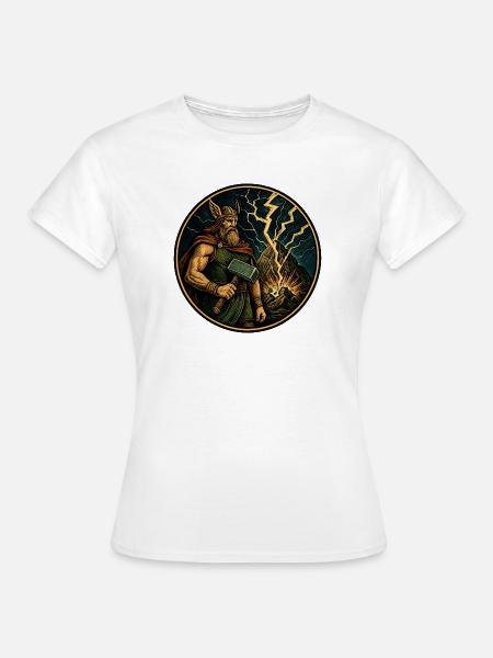 Thor mit Hammer - Frauen T-Shirt - Weiß