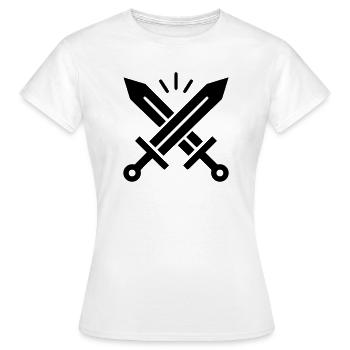 Gekreuzte Schwerter Wappen - Frauen T-Shirt - Weiß - Vorne - AI Model Female 172 dark (172cm)