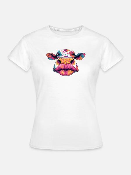 Bunte Kuh Pop Art - Frauen T-Shirt - Weiß