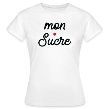 Mon cœur Noir Script - T-shirt Femme - blanc - Devant - AI Model Female 172 dark (172cm)