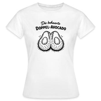 Doppel Avocado behaart unter der Gürtellinie - Frauen T-Shirt - Weiß - Vorne - AI Model Female 172 dark (172cm)