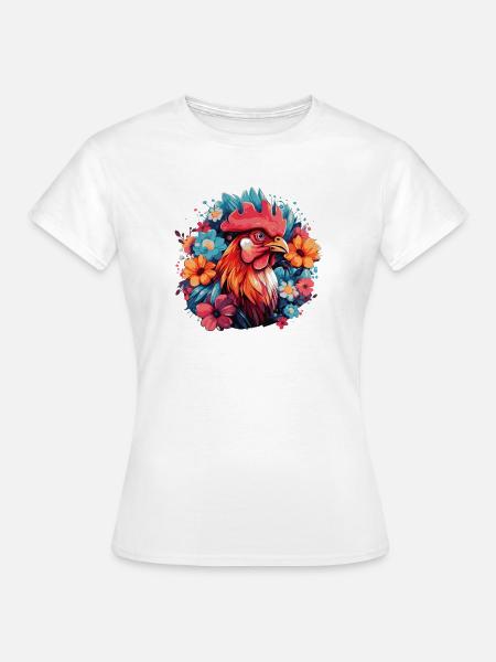 Farbenrooster Blütenkranz - Frauen T-Shirt - Weiß