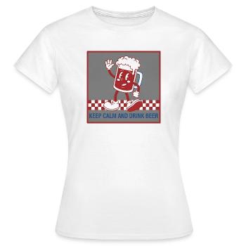 Caricature de la bière Keep Calm - T-shirt Femme - blanc - Devant - AI Model Female 172 dark (172cm)