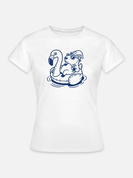 Flamingo-Float Capy - Frauen T-Shirt - Weiß