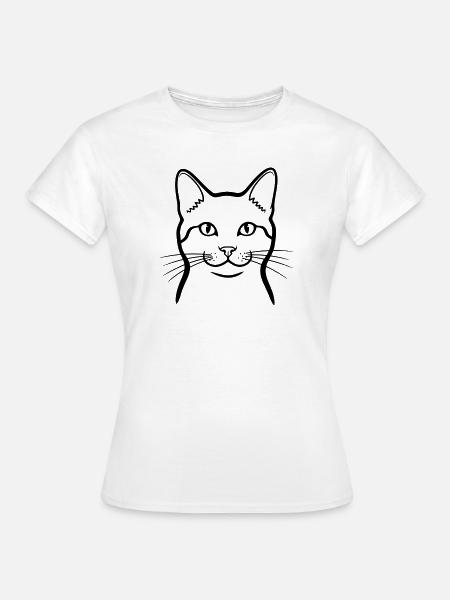 Cat Minimal Animals Doodle - Frauen T-Shirt - Weiß