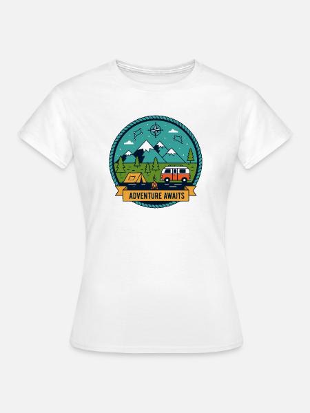 Abenteuer Camping Roadtrip Wildnis Badge - Frauen T-Shirt - Weiß